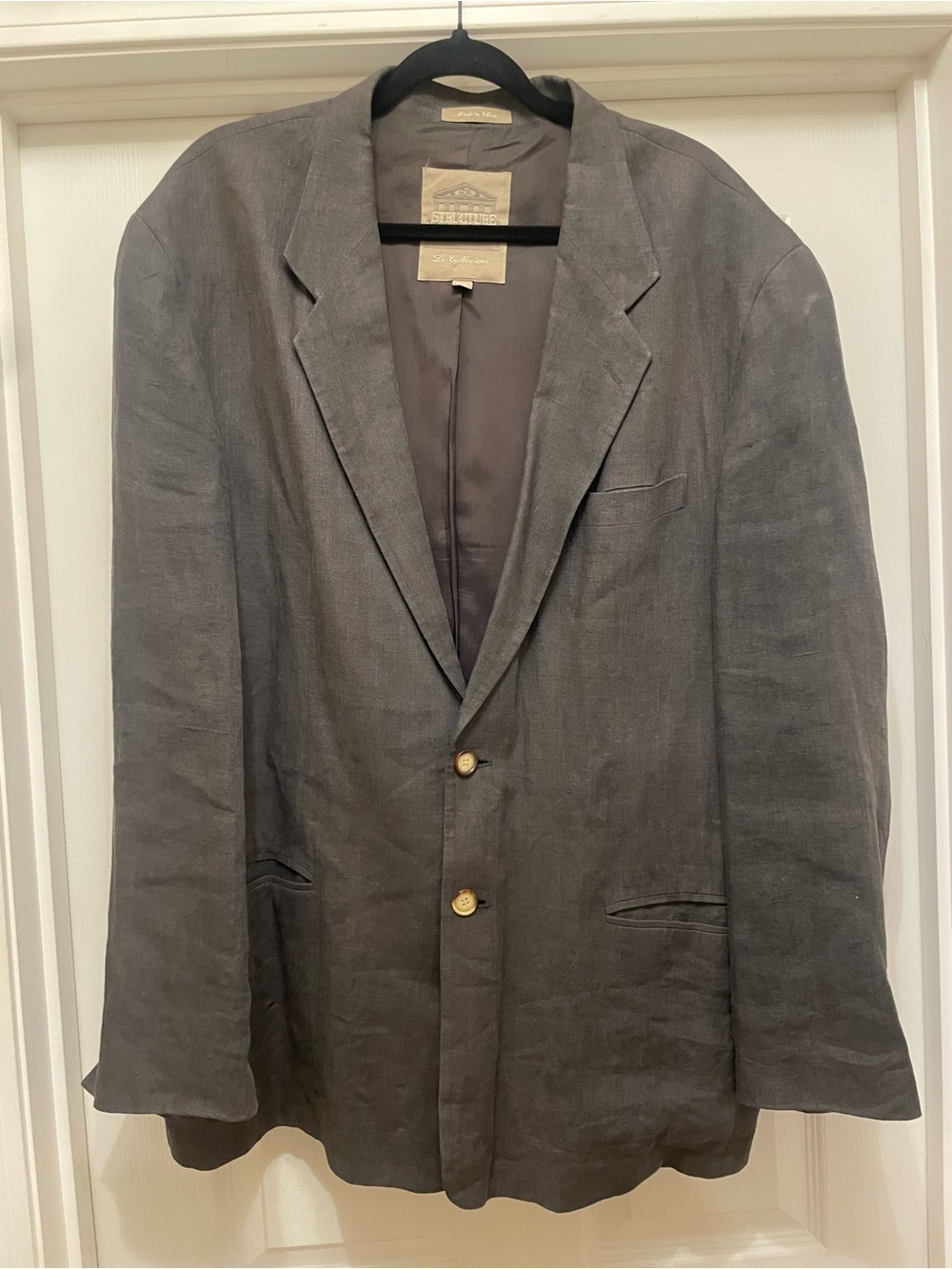 Structure Men's Dark Gray Italian Linen Sport Coat - Two-Button Blazer sportcoat